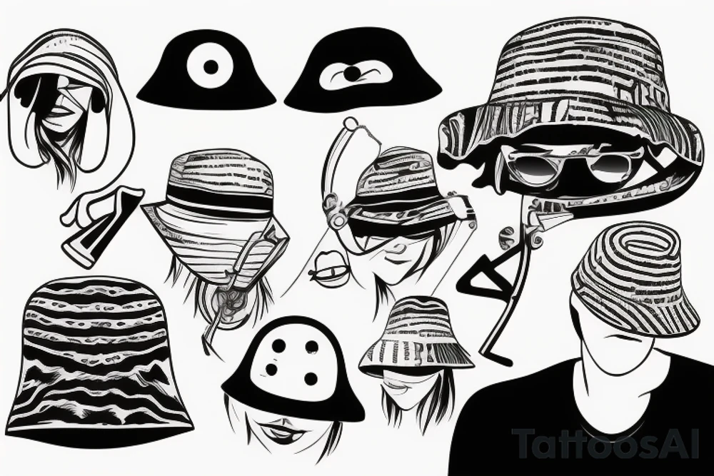 Funny bucket hat tattoo idea