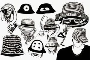 Funny bucket hat tattoo idea