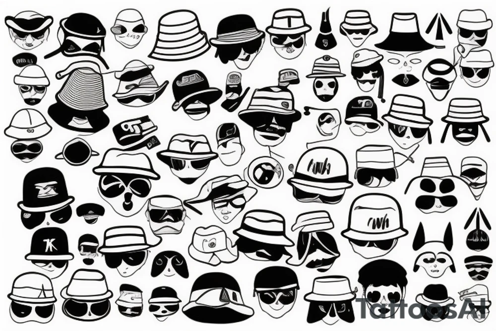 Funny bucket hat tattoo idea