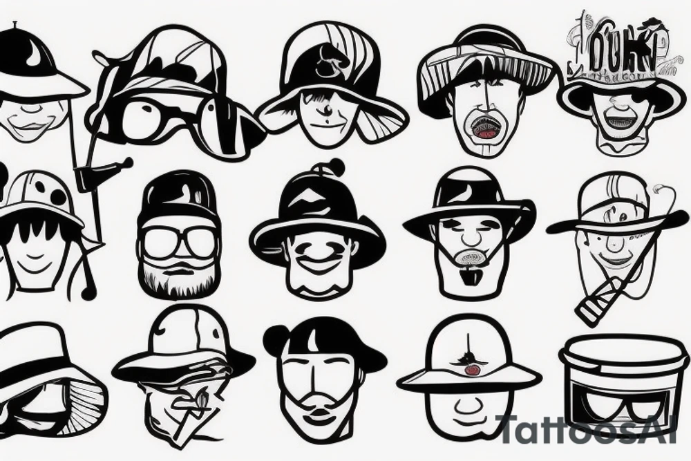 Funny bucket hat tattoo idea