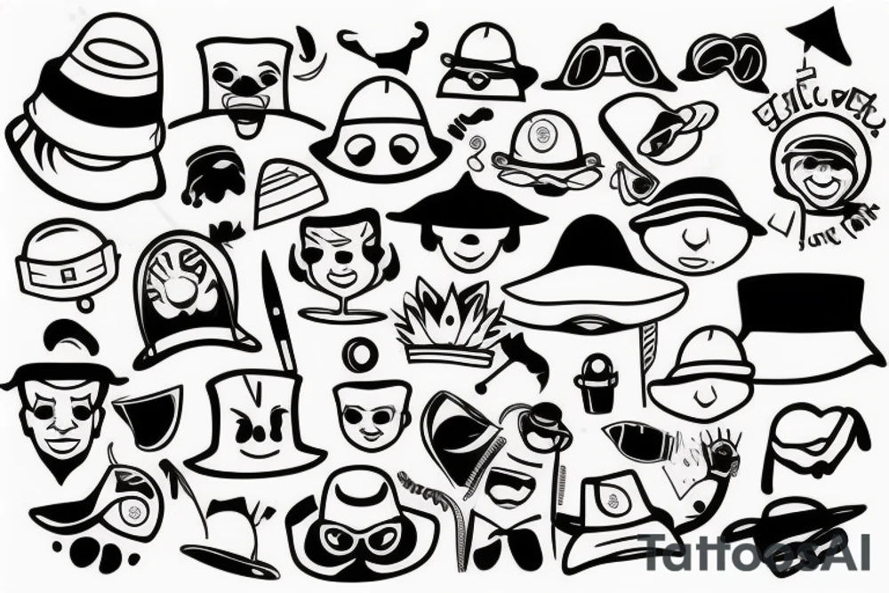 Funny bucket hat tattoo idea