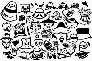 Funny bucket hat tattoo idea