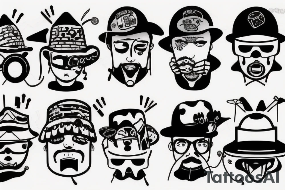 Funny bucket hat tattoo idea
