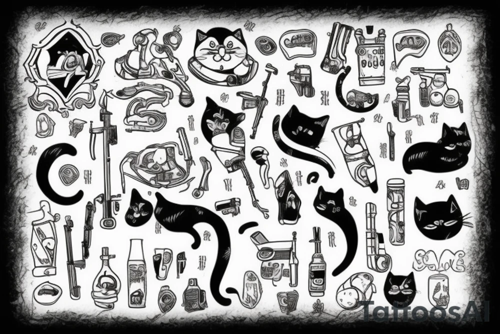 Ak 47 and a cat tattoo idea