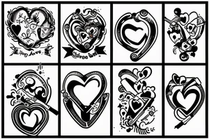 Guns shooting heart and love tattoo idea