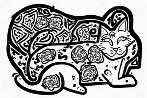 A cat sleeping on a carpet tattoo idea