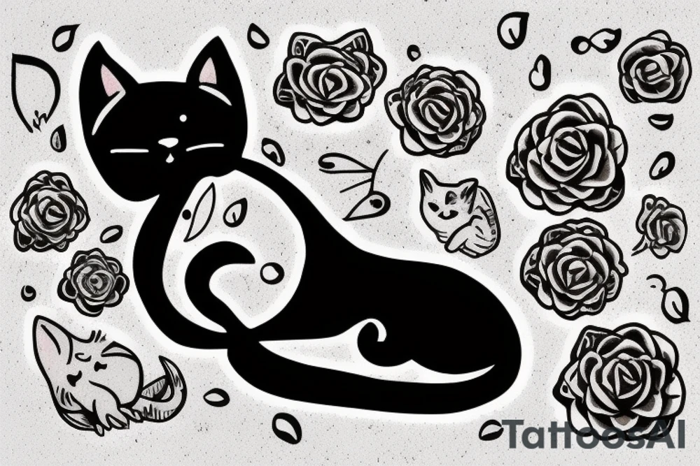 A cat sleeping on a carpet tattoo idea