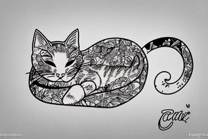 A cat sleeping on a carpet tattoo idea