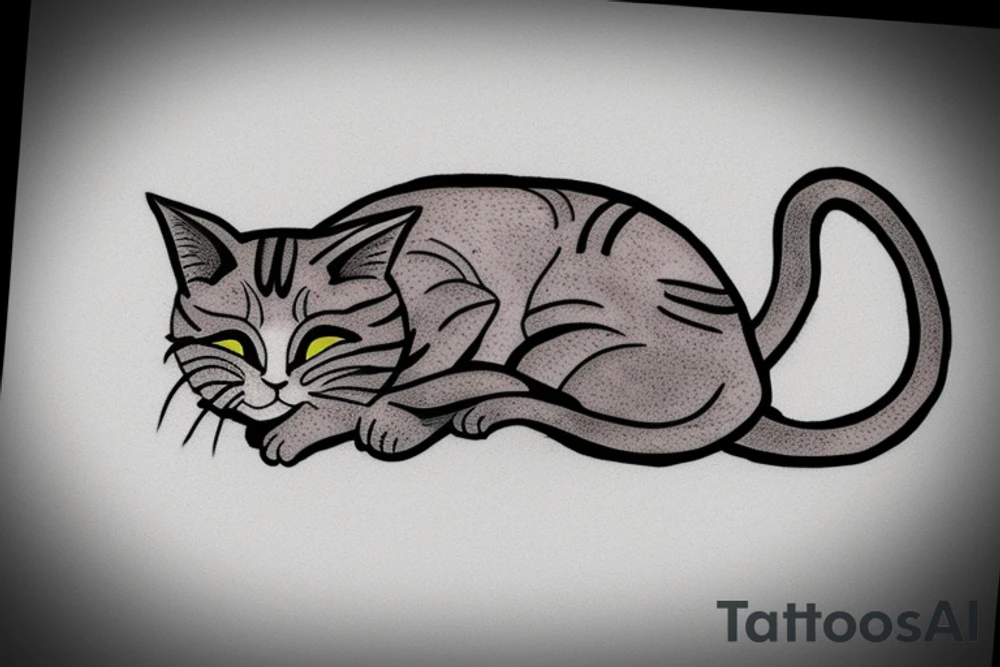 A cat sleeping on a carpet tattoo idea