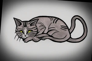 A cat sleeping on a carpet tattoo idea