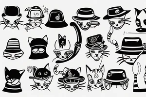 A cat with a bucket hat tattoo idea