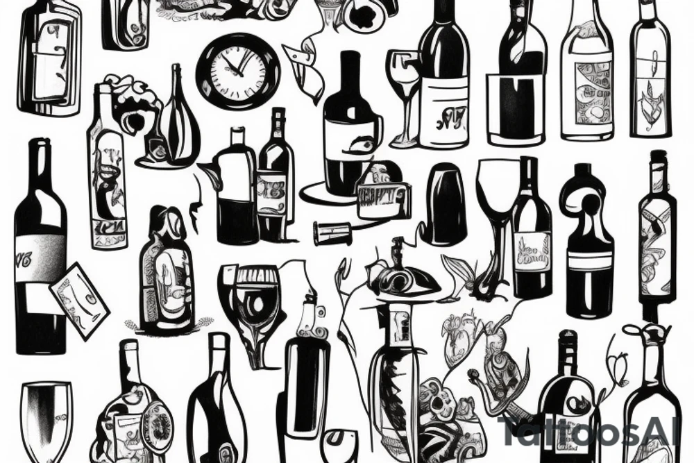 Bottle of wine tattoo idea