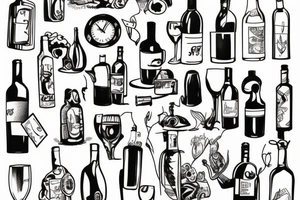 Bottle of wine tattoo idea