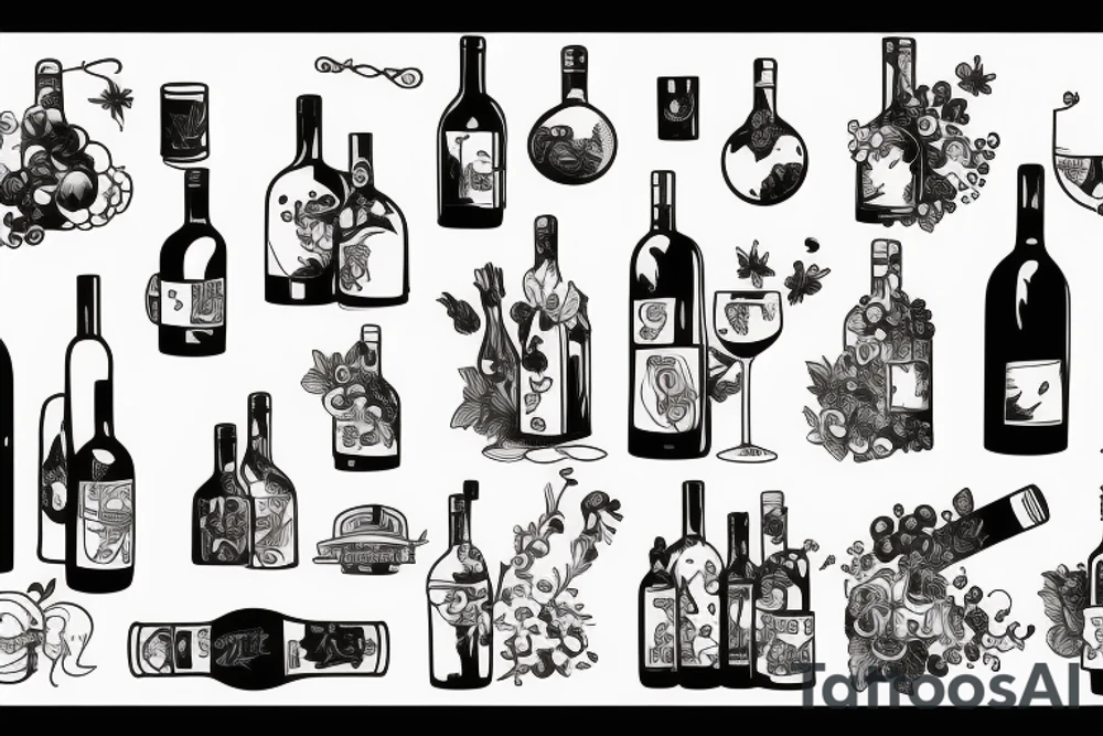 Bottle of wine tattoo idea