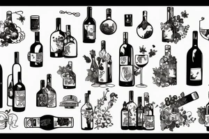 Bottle of wine tattoo idea
