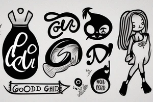 A sign with written good girl on tattoo idea