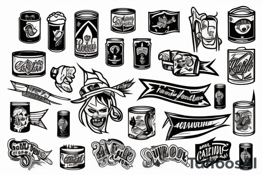 Cans of beer tattoo idea