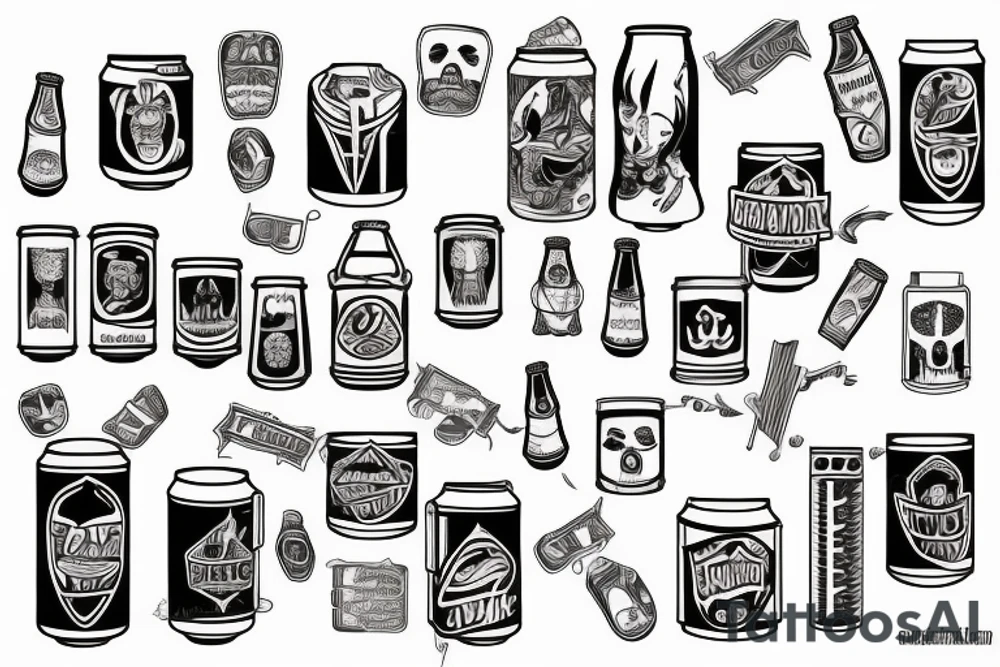 Cans of beer tattoo idea