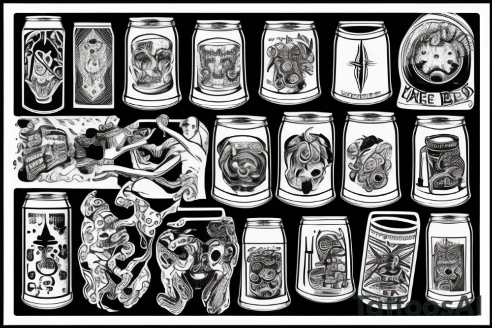 Cans of beer tattoo idea
