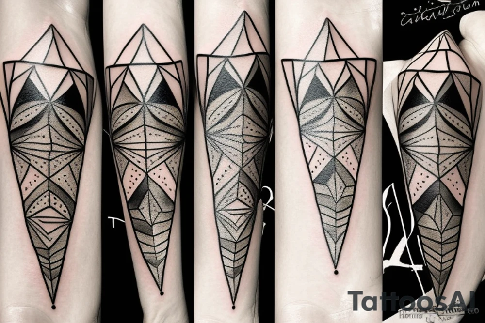 Foil of gold pressed against triangles and circles tattoo idea