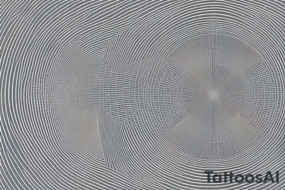 Imagine a form with geometric structures such as triangles and circles. The sizes of the triangles and circles vary, and the circles are more elliptical in shape. These geometric objects are closely packed together, leaving little space between them.

A sheet of film is then stretched over this form and pressed firmly against its surface. The film conforms to the contours of the geometric structures. Sharp edges are formed where the edges of the geometric objects meet the film, marking the transitions between the different shapes.

Despite the presence of sharp edges, the overall surface appears rounded. This is because the film takes on the shape of the geometric structures and bends slightly around them. This creates a sense of smoothness and flexibility in the representation. The film imparts a subtle roundness to the geometric objects. tattoo idea
