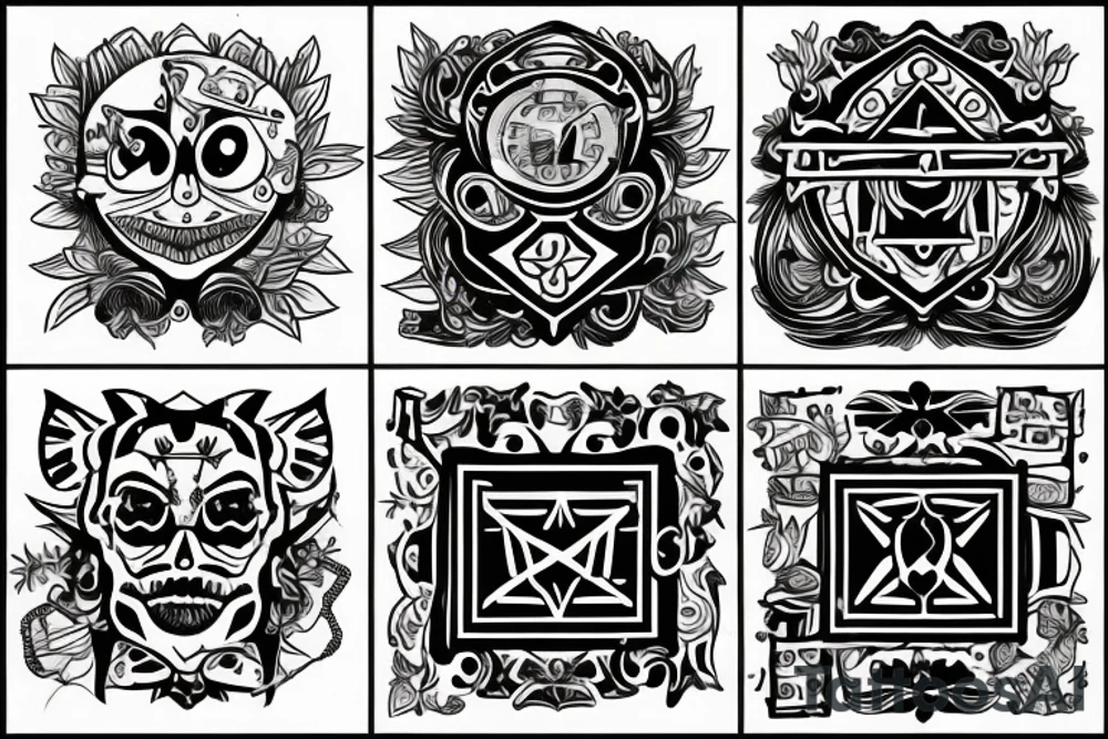 Three little square vertically aligned tattoo idea