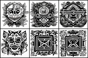 Three little square vertically aligned tattoo idea