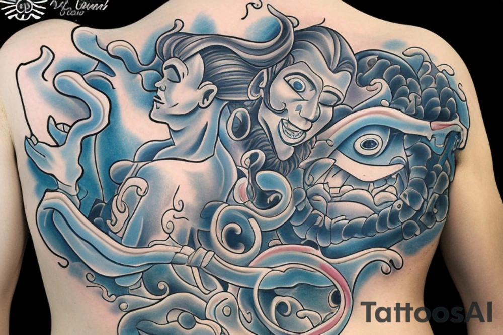 Bohamian merman tattoo idea