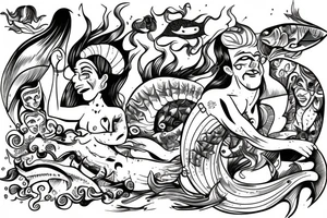 Bohamian merman tattoo idea