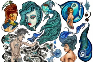 Bohamian merman tattoo idea