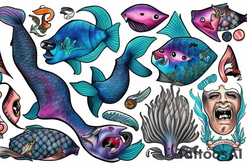 Bohamian merman tattoo idea