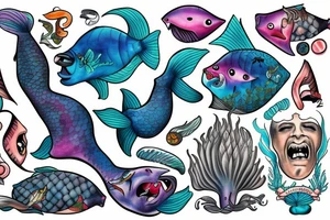 Bohamian merman tattoo idea