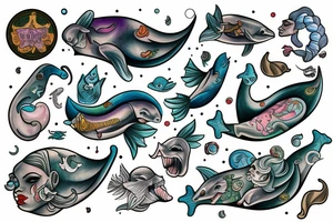 Bohamian merman tattoo idea