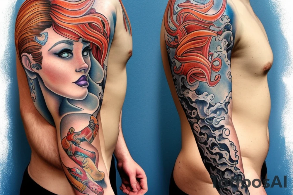 Bohamian merman tattoo idea