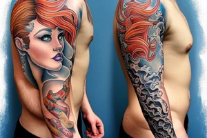 Bohamian merman tattoo idea