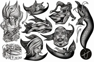 Bohamian merman tattoo idea