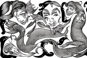 Bohamian merman tattoo idea