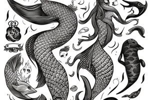 Bohamian merman tattoo idea