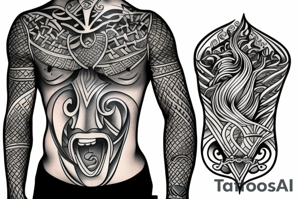 Bohamian merman tattoo idea