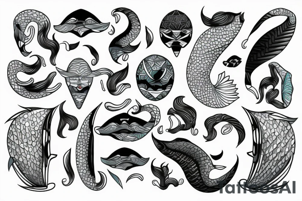 Bohamian merman tattoo idea