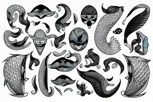 Bohamian merman tattoo idea