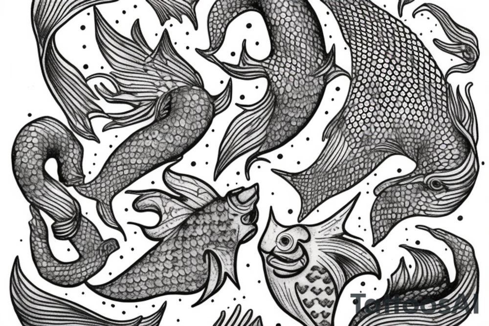Bohamian merman tattoo idea