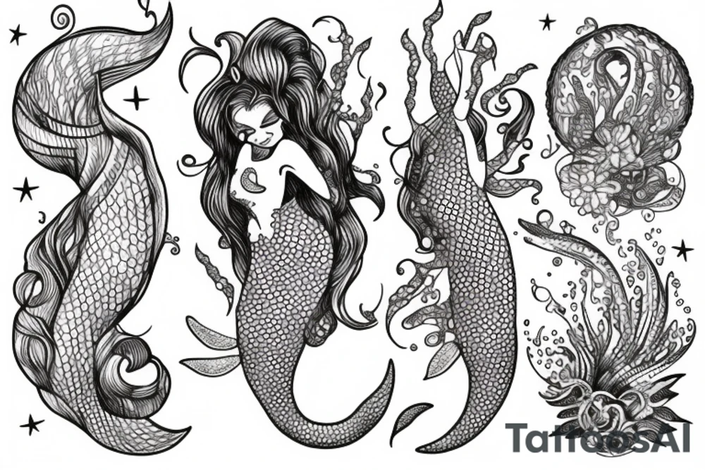 Bohamian mermaid tattoo idea