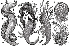 Bohamian mermaid tattoo idea