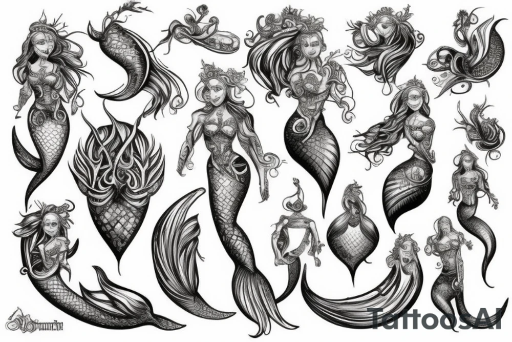 Bohamian mermaid tattoo idea