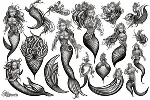 Bohamian mermaid tattoo idea