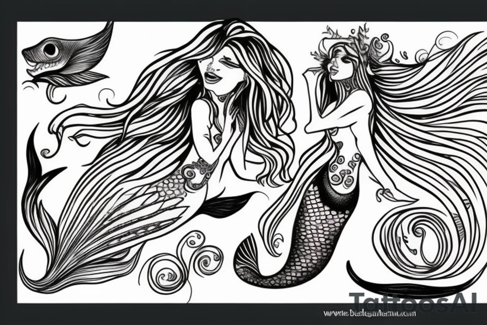Bohamian mermaid tattoo idea