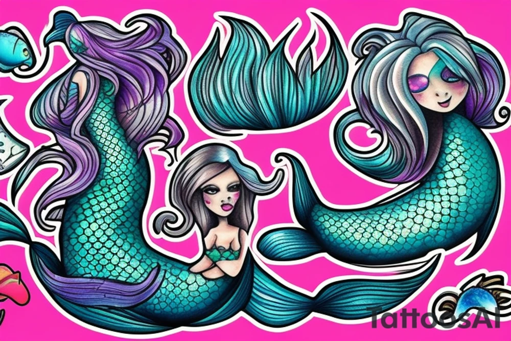 Bohamian mermaid tattoo idea