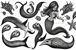 Bohamian mermaid tattoo idea