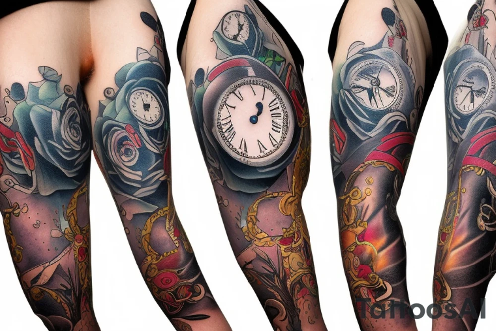 Mr white rabbit foollow the rabbit hole with a pocket watch dangling tattoo idea